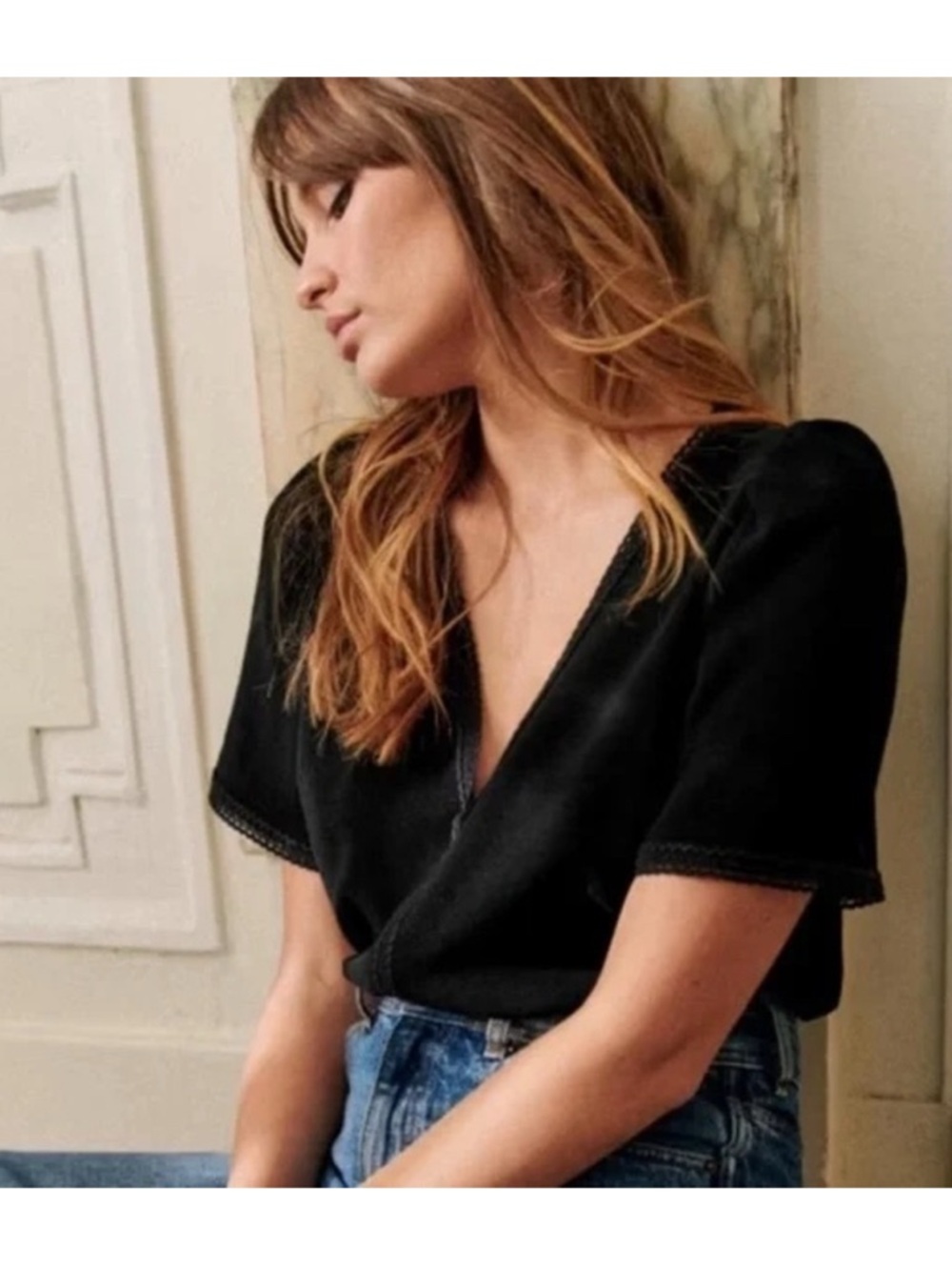 Sezane Valencia Blouse Black